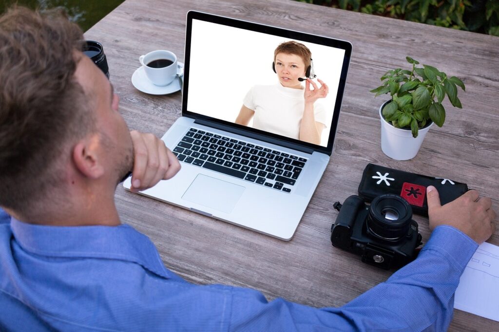 person on a video call